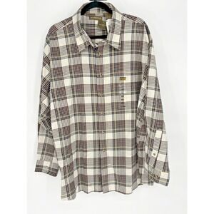 Siegfried Khakis Long Sleeve Button Up Size XX-Large Brown Plaid Flannel Shirt